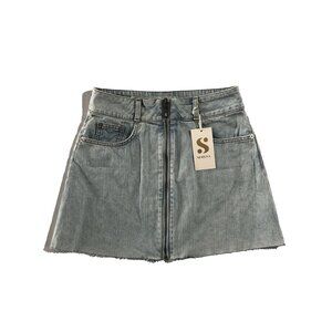 NWT S by Serena Mini Skirt Womens Size S Blue Denim Cotton Zip Front Made in USA